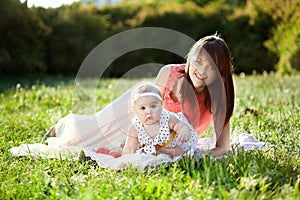 Mom and daughter in the summer