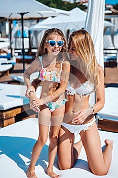 Mom and daughter on vacation photo