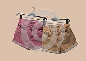 Mom fit denim shorts. Composition of clothes