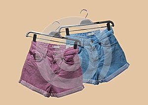 Mom fit denim shorts. Composition of clothes