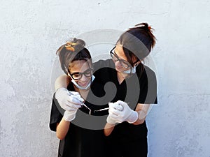 Mom with her daughter, dentist