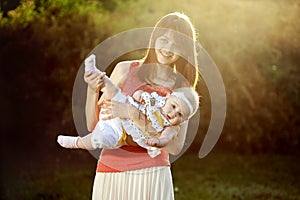 Mom keeps daughter in her arms