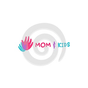 Mom and kids shop, baby store logo icon simple minimal fun cartoon overlay style logo icon vector