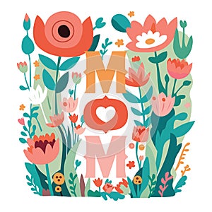 Mom lettering with flowers nature