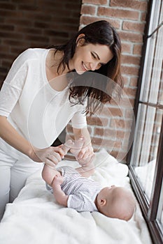 Mom makes charging newborn baby