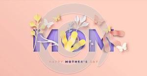 Mom papercut floral card for mother`s day love