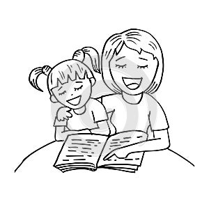 Mom reading a book to her kid