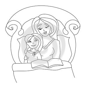 Mom reading a book to her kid