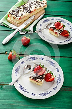 Mom's dessert with fresh strawberries