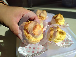Mom`s homemade choux pastry is a family favorite snack