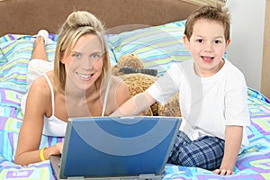 Mom and Son with Laptop