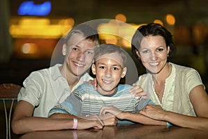 Mom and sons at the table