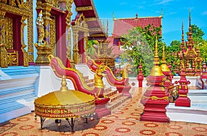 Mom statues and Ku shrines of Wat Ratcha Monthian, Chiang Mai, Thailand