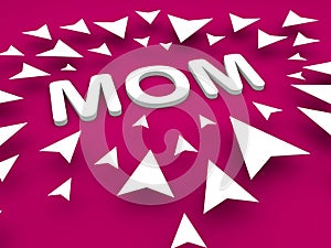 Mom text with arrow, happy mothers day concept