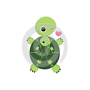 Mom turtle and baby for Mother`s Day concept.