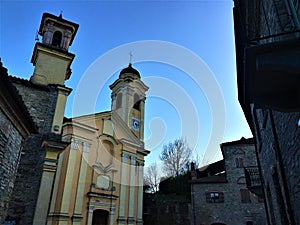 Mombaldone town, Piedmont region, Italy. Architecture, history, art