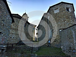 Mombaldone town, Piedmont region, Italy. Architecture, history, art