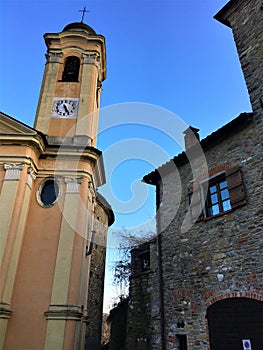 Mombaldone town, Piedmont region, Italy. Architecture, history, art