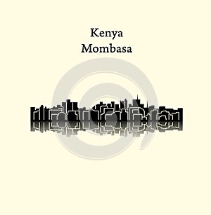 Mombasa, Kenya city silhouette