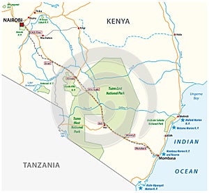 Mombasa Nairobi Railway map in kenya