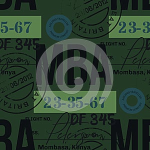 Mombassa airport tag seamless pattern