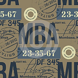 Mombassa airport tag seamless pattern