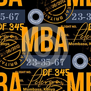 Mombassa airport tag seamless pattern