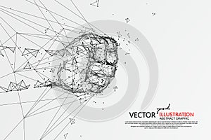 The moment when the fist hit the net, vector illustration