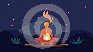 A moment of stillness as the fire crackles allowing for introspection.. Vector illustration. photo