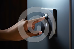 Momentary Hand touch doorbell button. Generate Ai