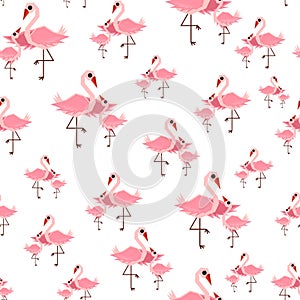 Mommy and baby flamingo pattern for kids. Seamless fabric print.Cute animals. - illustration