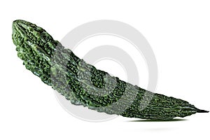 Momordica or karela with leaf isolated on white