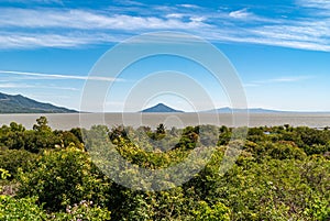 Momotombito island seen from Leon Viejo, Nicaragua photo