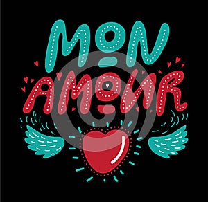 Mon Amour hand drawn lettering
