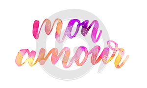 Mon amour - watercolor lettering photo