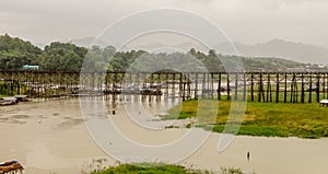 Mon Bridge in Sangklaburi District, Kanchanaburi Thailand Aug 2016