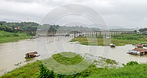 Mon Bridge in Sangklaburi District, Kanchanaburi Thailand Aug 2016