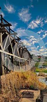 Mon. Old wooden bridge