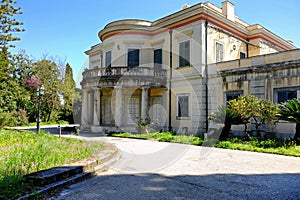 The Mon Repos Palace wit its park in Corfu town, Greece