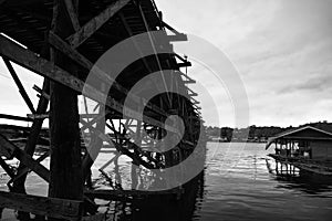 Mon wooden bridge and floating house, Sangkhlaburi