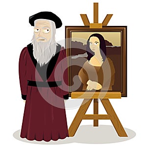 Mona Lisa Easel and Leonardo Da Vinci