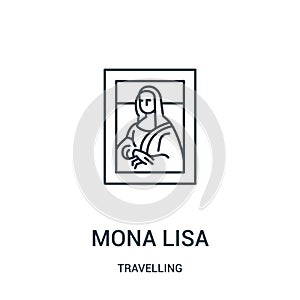 mona lisa icon vector from travelling collection. Thin line mona lisa outline icon vector illustration. Linear symbol