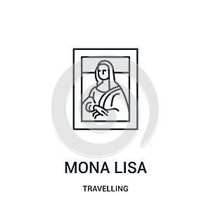 mona lisa icon vector from travelling collection. Thin line mona lisa outline icon vector illustration. Linear symbol photo
