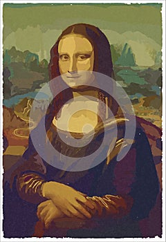 Mona Lisa - La Jaconde Leonardo Da Vinci. Digital Effect Vector