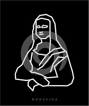 Mona Lisa in straight line graphic. Mona lisa in graphic form with line work