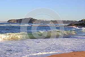 Mona Vale beach bay rolling waves