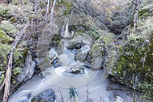 Monachil river enlarging on the route of the cahorros, Granada