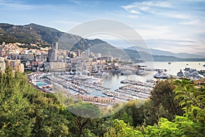 Monaco from above at sunrise on sunny summer day