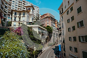 Monaco city streets in sunny Monte Carlo in the south of France in Europe