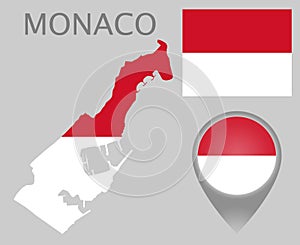 Monaco flag, map and map pointer